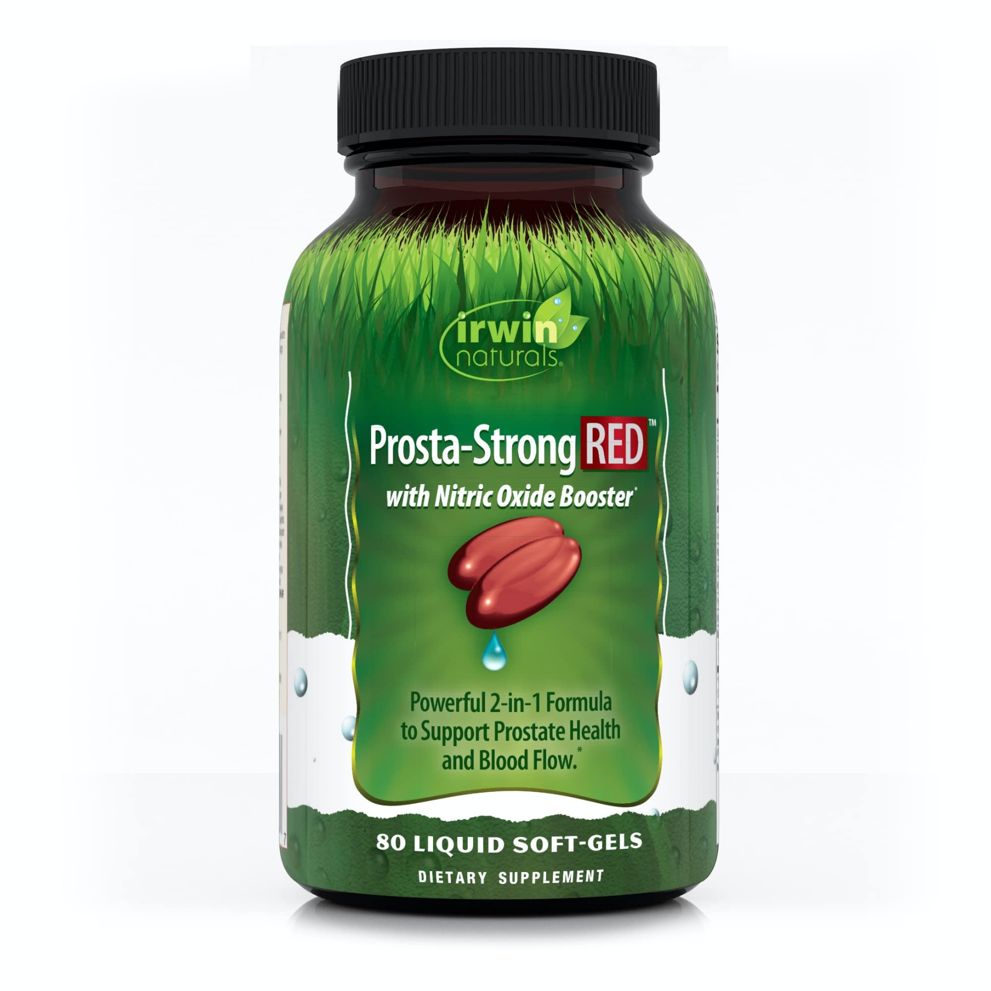 Irwin Naturals Prosta-Strong RED with Nitric Oxide Boosters - Prostate Health Support - Saw Palmetto, Lycopene, Pumpkin Seed & More - 80 Liquid Softgels