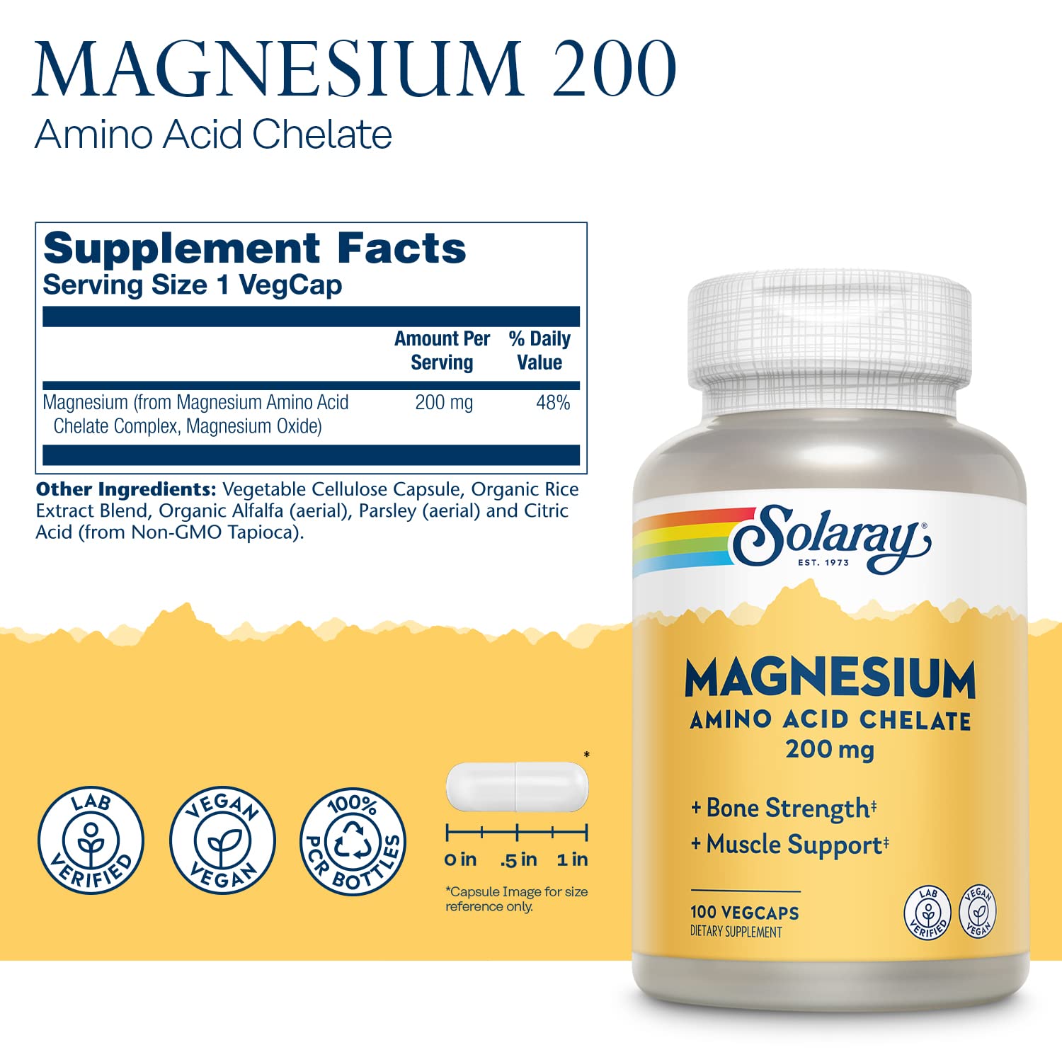 Solaray Magnesium 200mg 100 Caps
