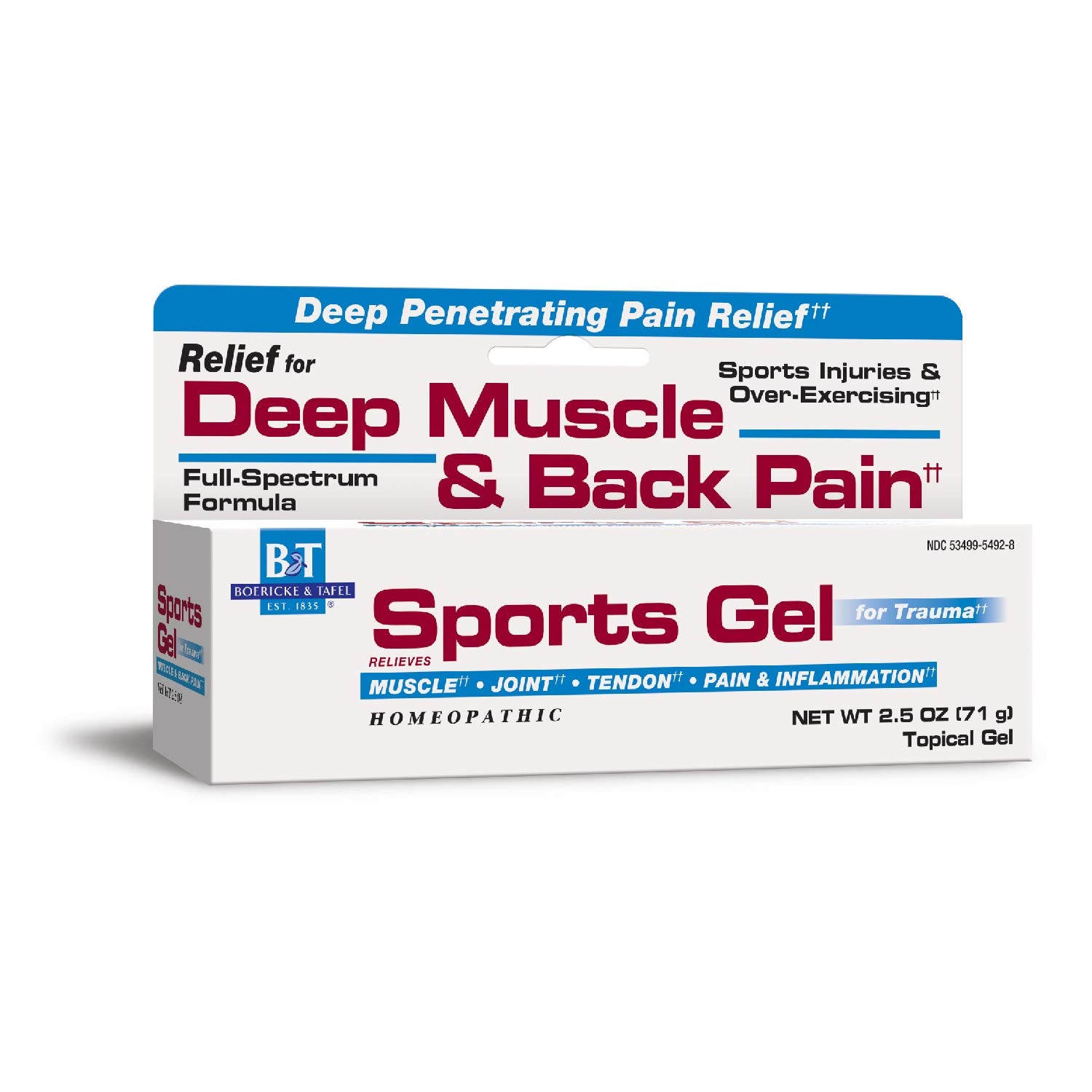 Boericke & Tafel Sports Gel, Relief for Deep Muscle & Back Pain and Inflammation, Homeopathic, 2.5 oz