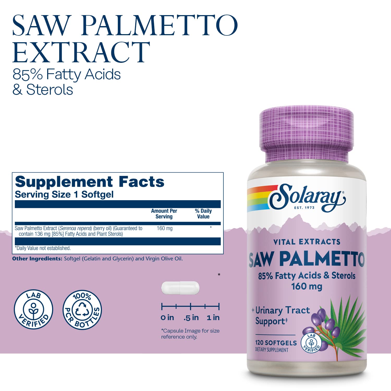 Solaray Saw Palmetto Berry Extract 120ct Softgel