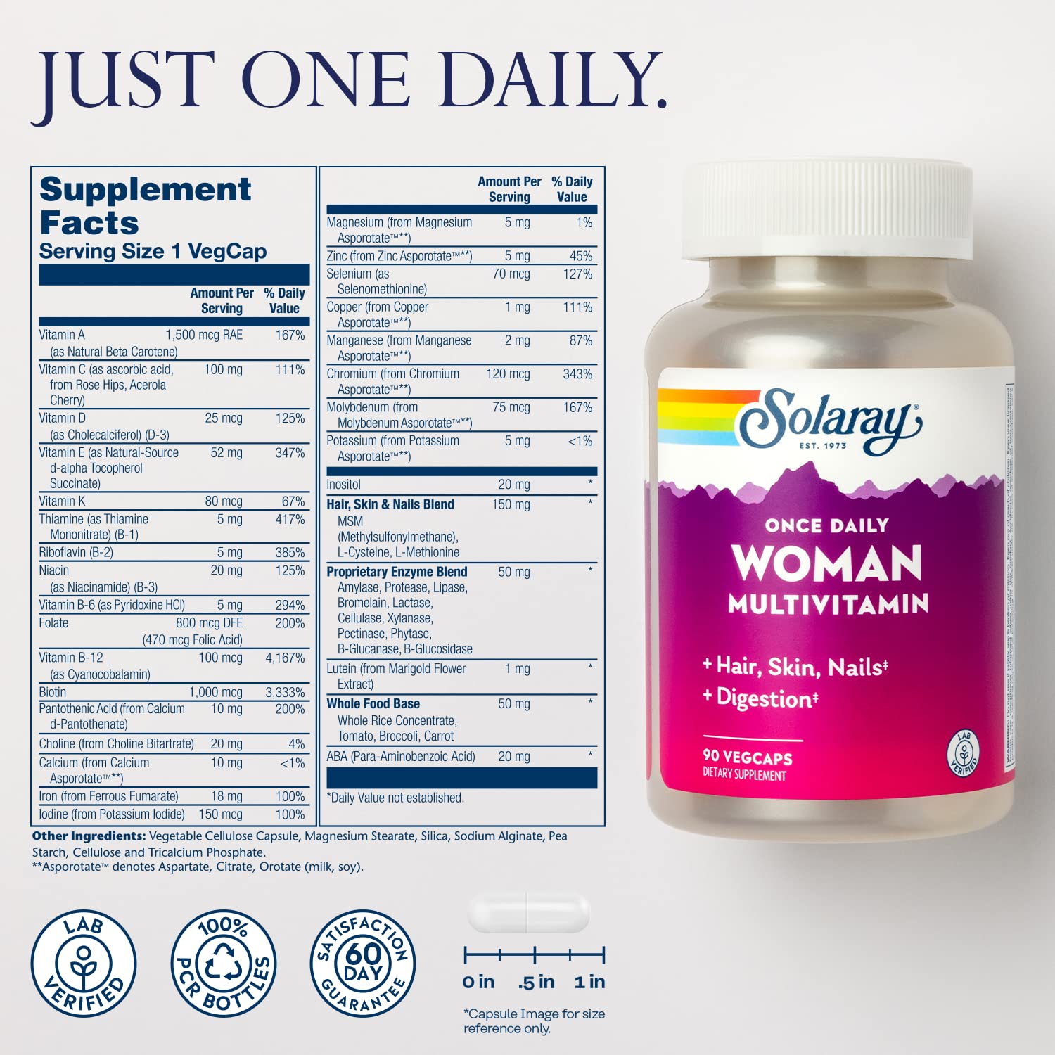 Solaray Once Daily Woman Multi-Vitamin 90ct VegCap