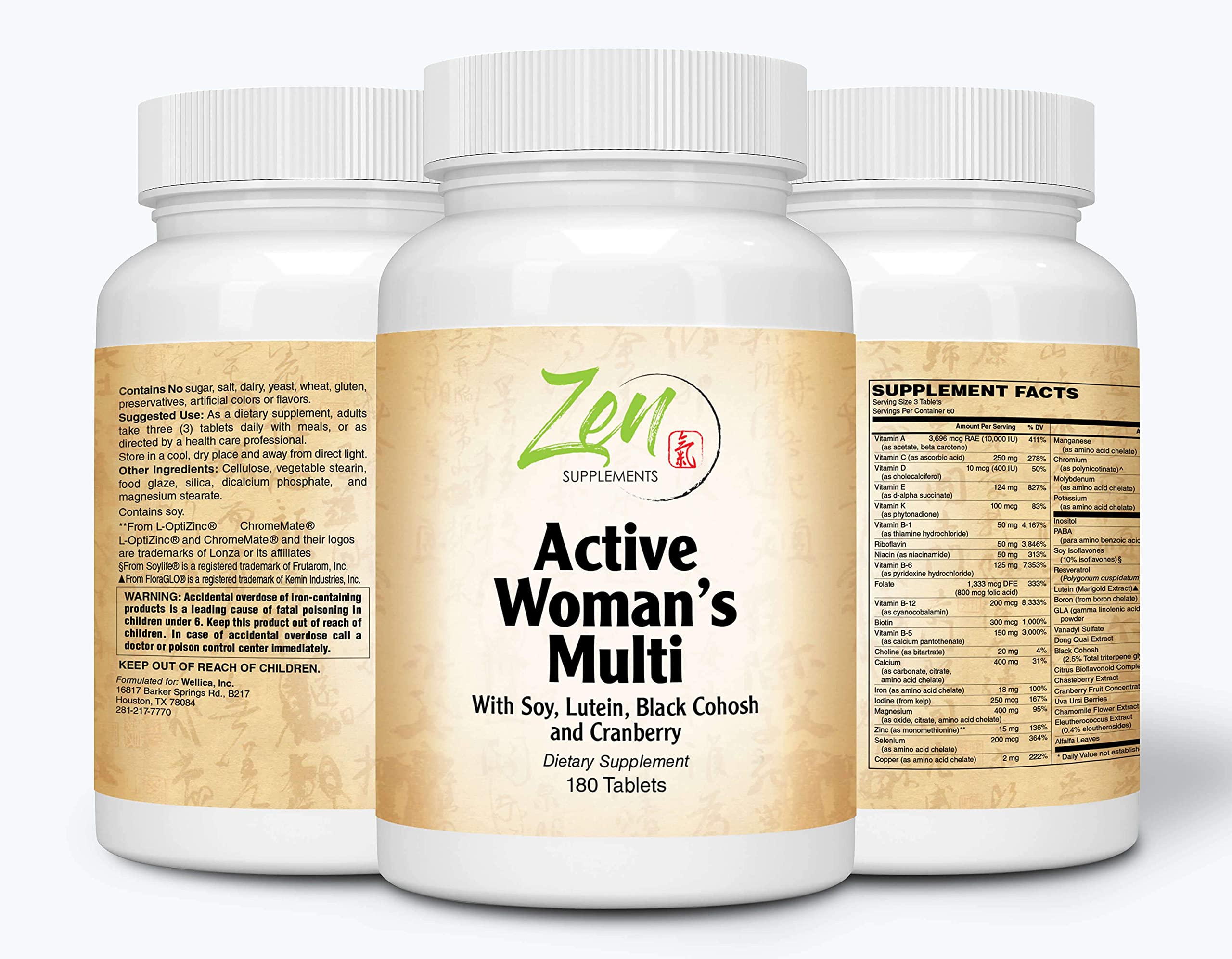 Zen Supplements - Active Woman’s Multi-Vitamin 180-Tabs - Women's Multivitamin & Multimineral with Botanicals & Herbs - Supports Immune Health & Sexual Wellness