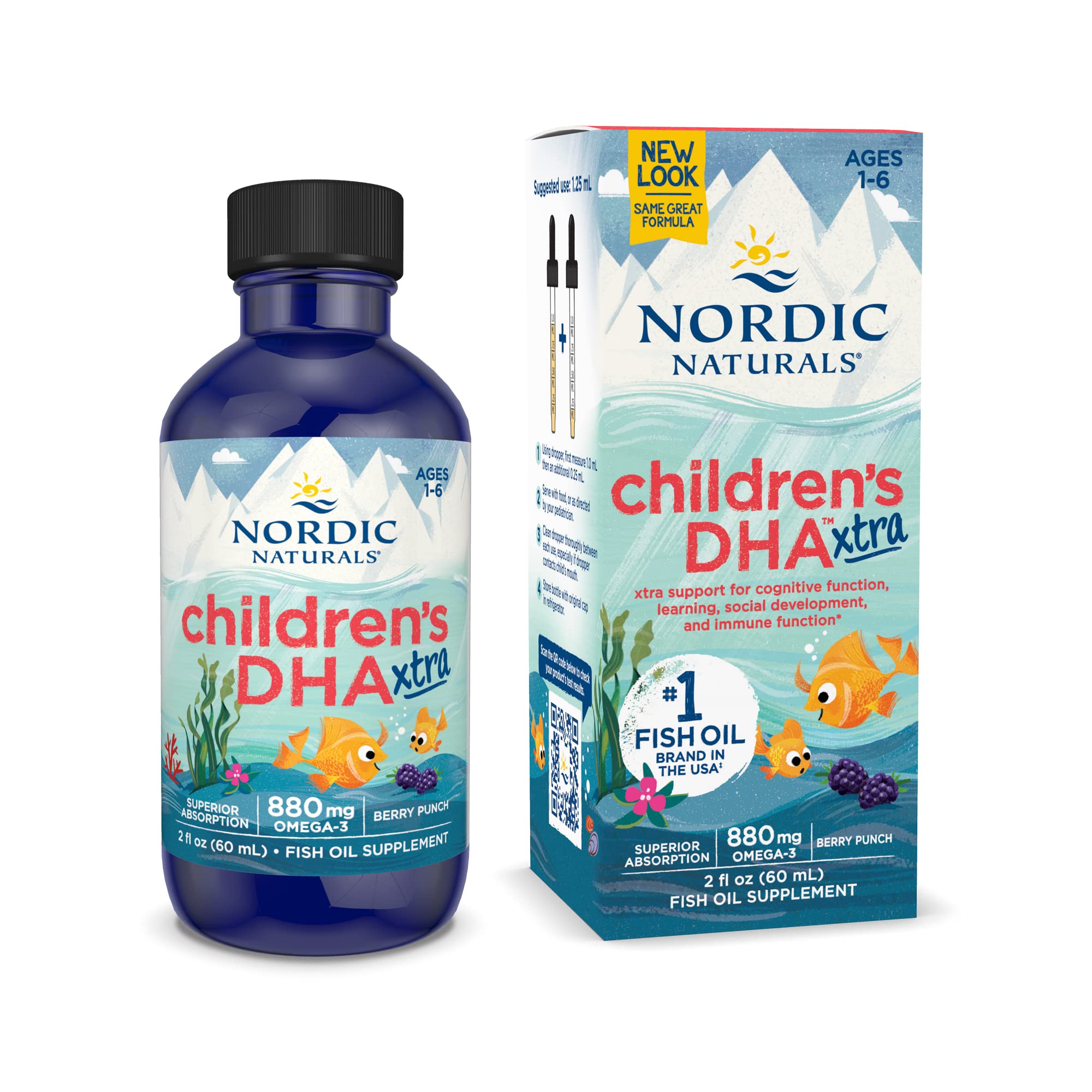 Nordic Naturals Children's DHA Xtra - Berry Flavored Omega-3 Fish Oil Supplement, 2x DHA to EPA Ratio, For Kid's Cognitive Development, Learning, Heart Health and Mood Support*, 2 Ounces