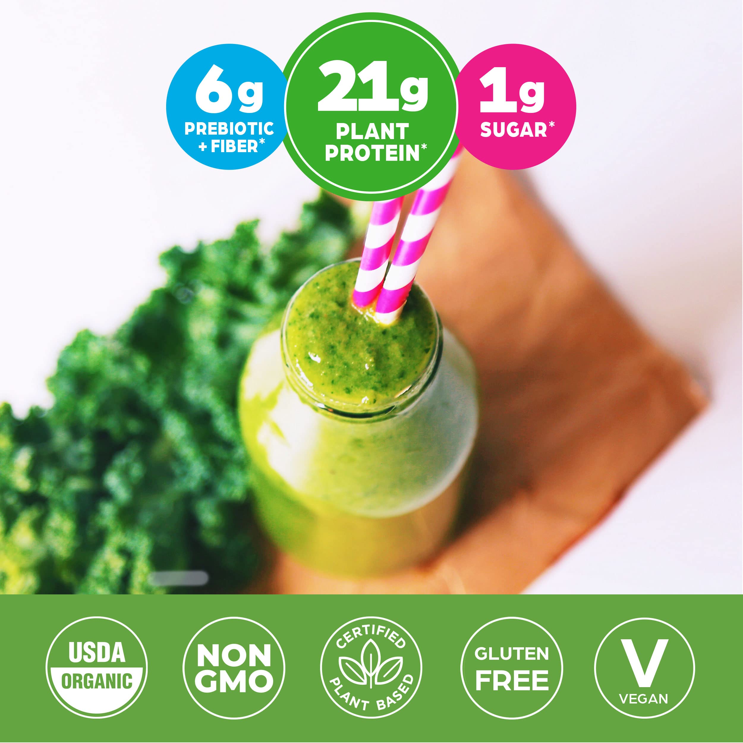 Orgain Organic Plant Based Protein & Greens Powder, Vanilla Bean - Vegan, Dairy Free, Gluten Free, Lactose Free, Soy Free, Low Sugar, Kosher, Non-GMO, 1.94 Pound (Packaging May Vary)