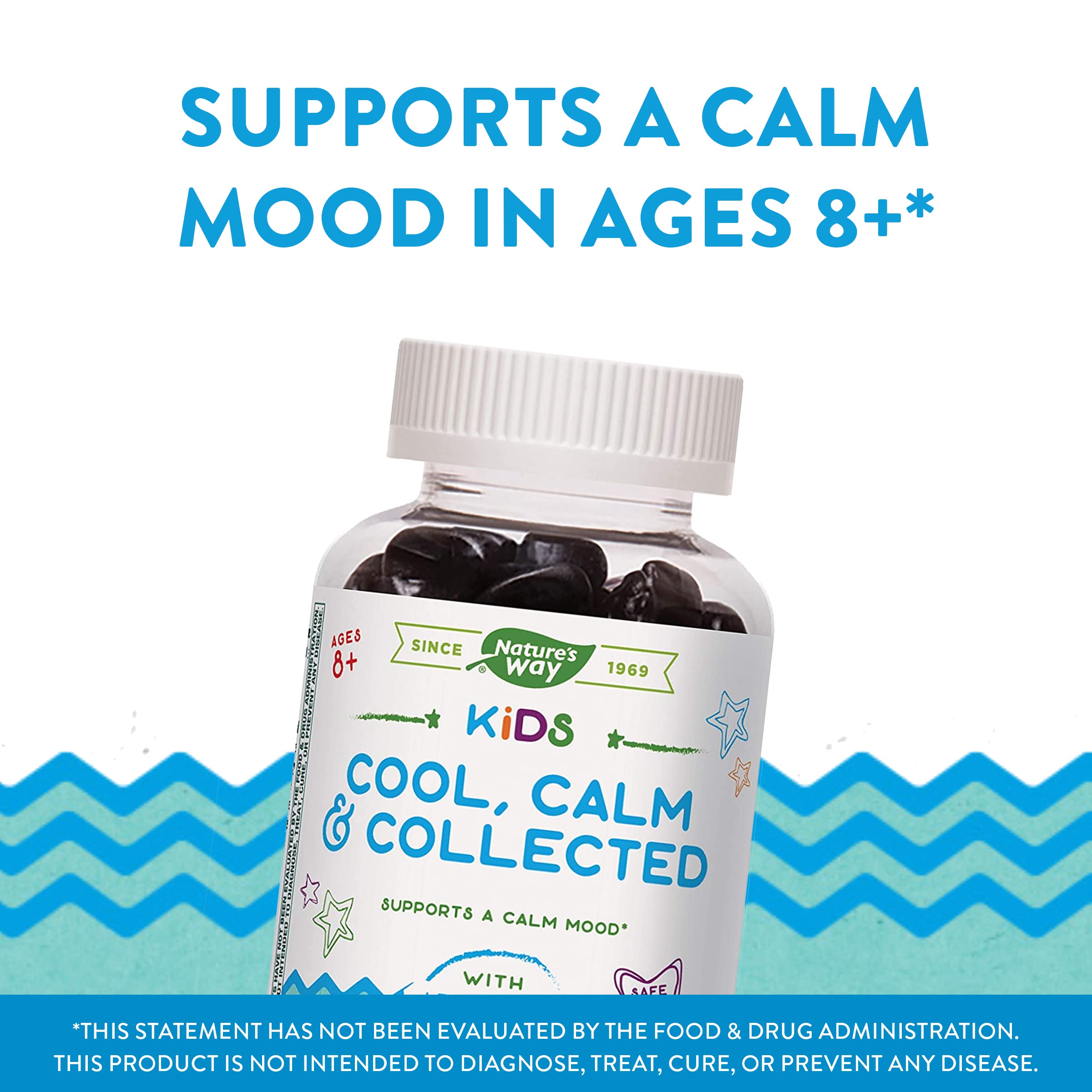 Nature's Way Kids Cool, Calm & Collected, Supports a Calm Mood*, Ages 8+, Grape Flavored, 40 Vegetarian Gummies