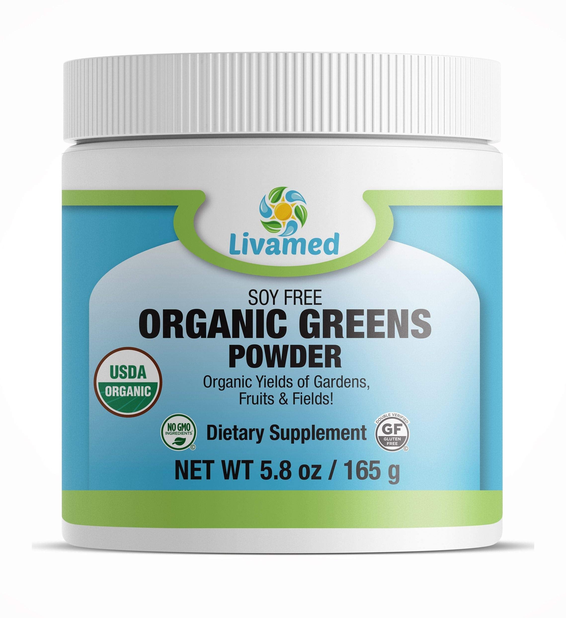 Livamed - Organic Greens Powder Soy Free 5.8 oz Count