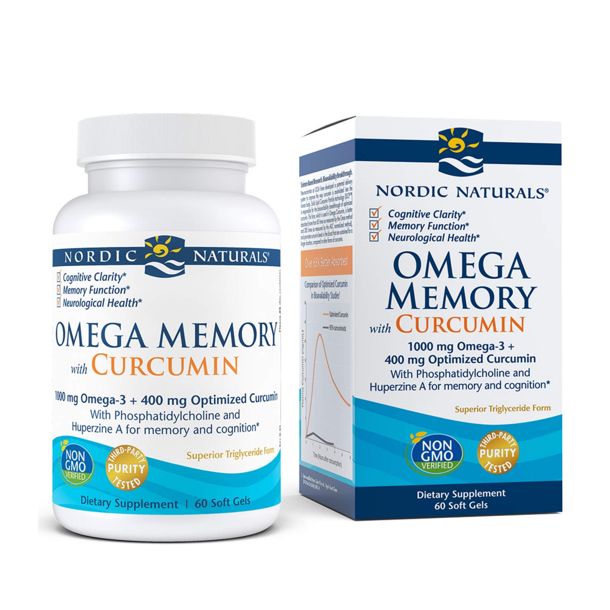 Nordic Naturals Omega Memory Curcumin - Supports Optimal Brain Health, Cognitive Clarity, Memory Function, 60 Soft Gels
