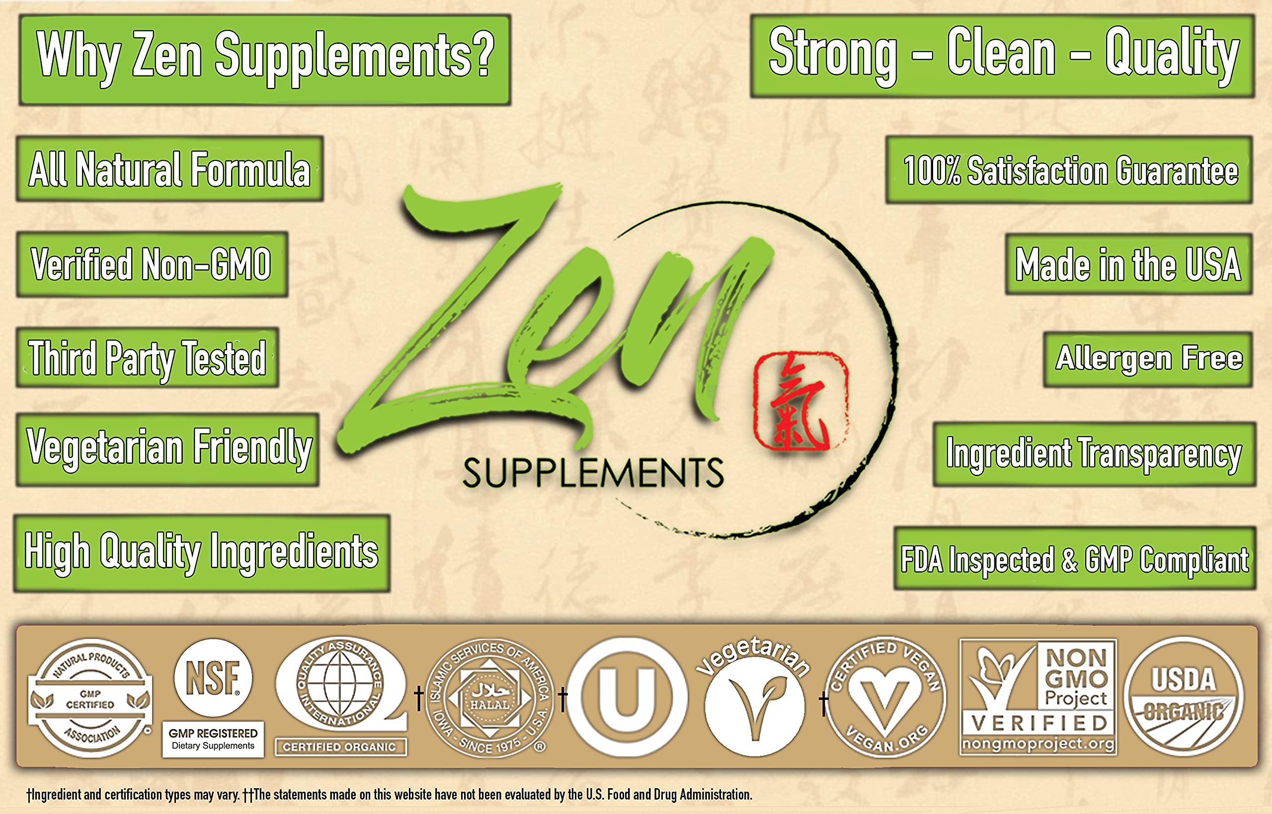 Zen Supplements - Immune System Support with echinacea, Astragalus, L- OptiZinc, 3 Mushrooms, Quercetin, Goldenseal, Ligustrum 60-Caps