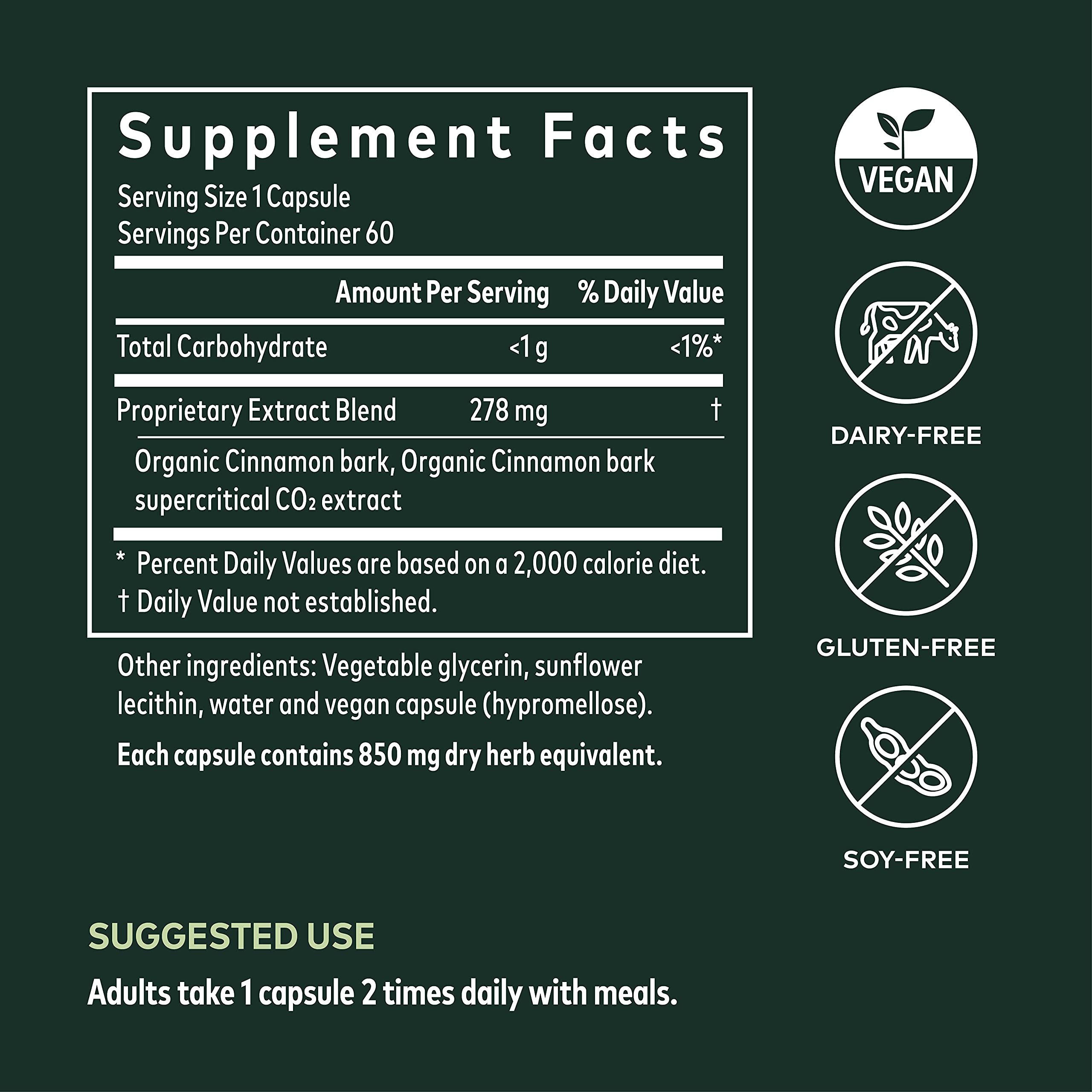 Gaia Herbs Cinnamon Bark, Vegan Liquid Capsules, 120 Count - Glycemic Balance & Normal Blood Sugar Support, Organic Cinnamon